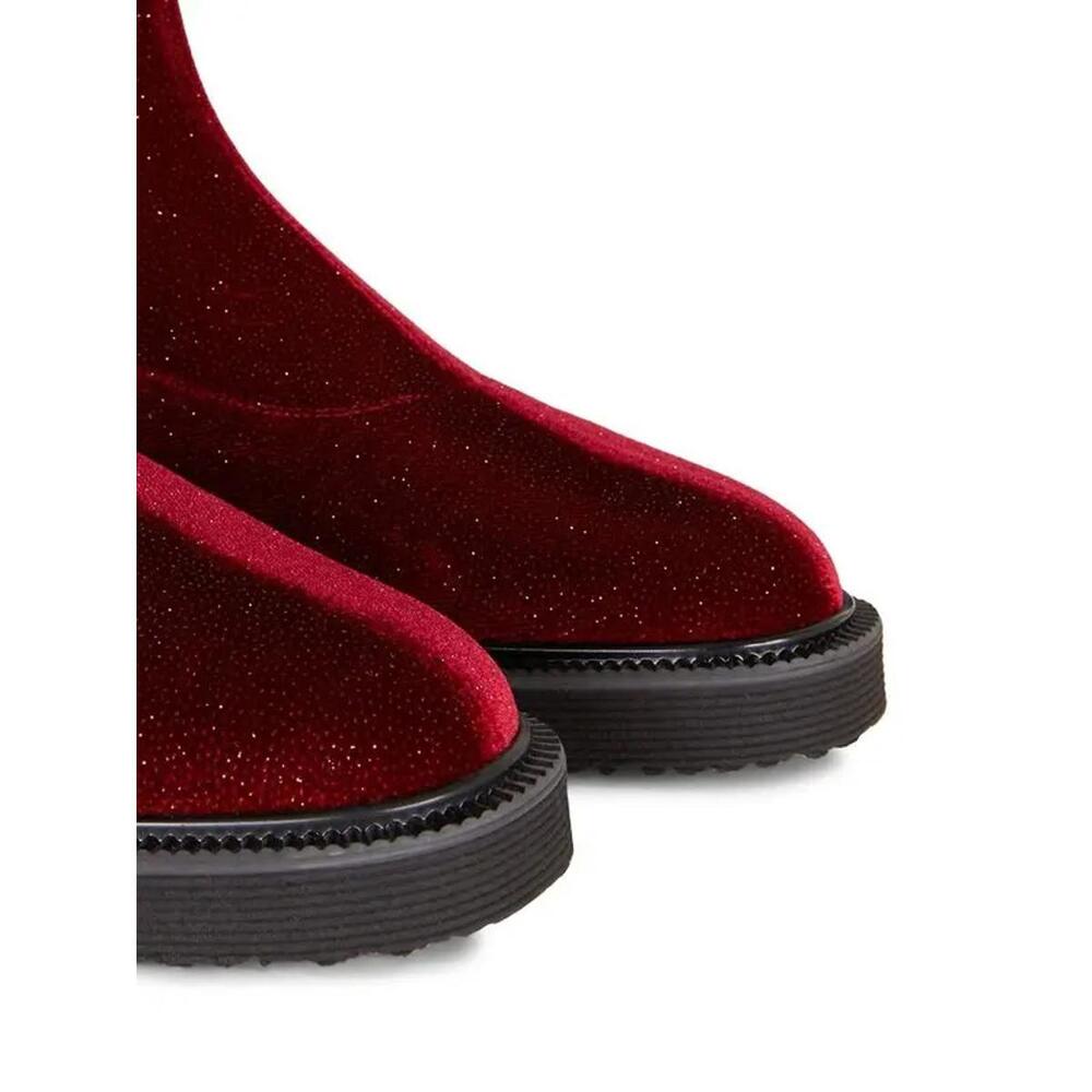 Giuseppe Zanotti Adrienne Bordeaux Velvet OTK Boots EU 34 US 4 Red Designer NWB - Picture 4 of 16